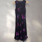 Jones New York Vtg Y2K Floral Rosette Silk Maxi Dress Asymmetric Handkerchief Fairy Goth Sz 12 Photo 2