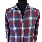 American Eagle Red Blue White Plaid Button (Snaps) Up Long Sleeve Shirt, Size XS Photo 6