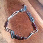 Rhodolite Garnet Stainless Steel Paperclip Bracelet Photo 2