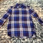 CHAPS Purple Plaid HALF button Tubic top size PS Photo 0