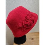 Croft & Barrow  Red Wool Blend Felt Cloche Hat Vintage 1920s Style Floral… Photo 1