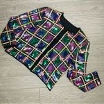 Vintage sequin / silk color block shiney blazer jacket unique era style shirt Blue Photo 1