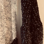 Source Unknown BLACK WHITE COLOR BLOCK WITH SILVER METALLIC THREADING THROUGHOUT BOAT NECKLINE Photo 6