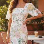 Arose Studio Deanna Short Sleeve Square Neck Spring Floral Mini Dress Small NWOT White Photo 0