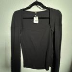 Free People NEW  A Little Unruly Long-Sleeve Thermal Top Black Small Goth Biker Photo 5