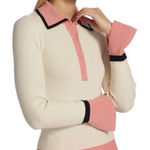 Alice + Olivia Women’s Cream and Pink Colorblocked Wool Blend Knit Top Photo 0