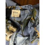 Elie Tahari  Womens Floral Satin Top Party Blouse Size S Gray Blue Short Sleeve Photo 11
