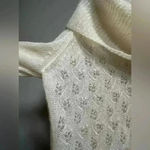 Ann Taylor Y2K  Loft Wool Blend Beaded Cowl Sweater | Cream & Silver | Size L Photo 8