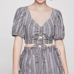 BCBGeneration ποΈ Gray White Aztec Puff Sleeve Crop Top Size S NWT Photo 1