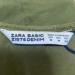 ZARA  Green Short Sleeve V Neck Tie Lace Up Cropped Shirt Blouse Top Size M Photo 2