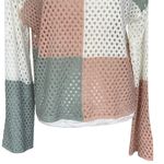 Hem & Thread  Colorblock Granny Crochet Sweater Top Women’s Size L Flare Sleeves Photo 3