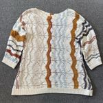 Garnet Hill  Striped Pointelle Knit Sweater Organic Cotton Linen Browns Womens S Photo 0