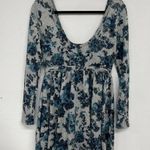 Brandy Melville Basil Lola Blue Floral Deep Scoop Neck Fit & Flare Mini Dress M Photo 5