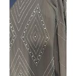 Alice + Olivia  Dress Womens Small Gray Beaded Silk Mini V Neck Fringe Party Photo 2