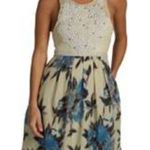 Free People  Dreamy Blue Floral Patchwork Dress Cream Appliqué Beaded Bodice XS Photo 2
