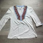 Akemi + Kin Anthropologie 3/4 Roll Up Sleeves Embellished Top Size M Photo 0