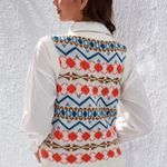 Women's Sleeveless Sweater Vest Plaid Geo Chunky Cable Knit Sweater Crop Size M Photo 4