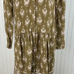 Garnet Hill Dropwaist Button-Up Dress Olive Green Floral Women's Size 2 Bohemian Photo 12