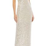 Mac Duggal Ieena  Champagne and Silver Sequin One Shoulder Gown Size 8 Photo 0