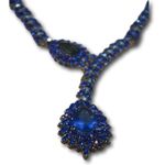 Vintage Electric Blue Rhinestone Crystal Pendant and Pierced Earring Set Photo 2
