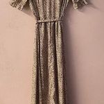 SheIn Tan/Brown Leopard Print Surplice V-Neck Belted Maxi Dress Size S EUC Photo 1