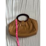 Vintage Tan Smooth Leather Stocko Clutch Purse Handbag Bakelite Lucite Handles Photo 7