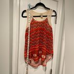 Eyelash Couture  Size M Sheer Racerback Red Cream Western Aztec Print Tank Top Photo 6