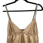 Laundry by Shelli Segal  Gold Silk Rhinestone Strap Babydoll Tunic Blouse Small Photo 5