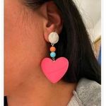 Heart Drop Earrings Pink Blue Beads‎ Dangle Statement Earrings Women Photo 4