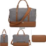 Weekender Overnight Bags for Women Large Leather Canvas Travel Duffle Bag with Shoe Compartment Photo 6