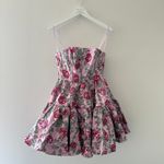 Mac Duggal Pink Floral Strapless Mini Dress 4 Photo 5