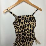 Leopard Print one Piece Swimsuit with high thigh and cheeky bottom Small NWOT Brown Photo 2