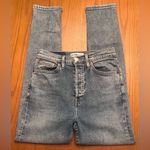 RE/DONE High Rise Button Fly Ankle Crop Stretch Jeans in Light 27 Size 27 Photo 6