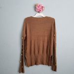 Umgee Tan Sweater With Yellow Pompoms Photo 1