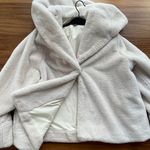 Faux Fur Hoodie Cape Coat White Photo 1