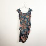 Averie Halley Ruched Midi Dress Floral Small Blue Photo 2