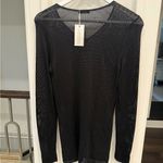 J. McLaughlin Anne Long Sleeve V-Neck Tunic Black Cover Up NWT $188 MSRP Photo 3