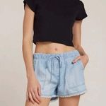 Bella Dahl  Frayed Hem Pocket Light Blue Short Sz L Photo 0