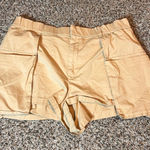 ZARA  Khaki Shorts High Waist Utility Pockets‎ Casual Summer Large Photo 0