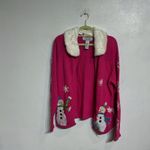 Tiara International Hot Pink Snowman Vintage Cardigan Sz L Photo 4