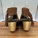 OTBT Free Spirit Fringe Heeled Sandal Ankle Booties Brown Leather Western Boho 7 Photo 1