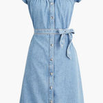 J.Crew NWT  Ruffle-sleeve Denim Mini Dress English Blue Wash Photo 0