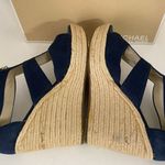 Michael Kors  Womens Sz 9 Berkley Sandal Blue Wedge Platform Espadrille Zip Up Photo 7