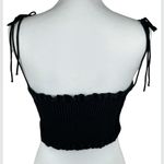 ZARA Black Satin Smocked Back Bandeau Crop Top Size Small Photo 6