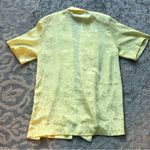 Vintage Satin Short Sleeve Cardigan Geometric Pattern Yellow Medium Photo 4