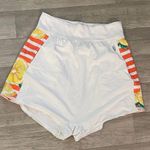 Free People Movement  White Orange Women citrus lemon medium loose Shorts striped Photo 0