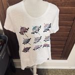 Talbots White Short Sleeve T-shirt Beach Umbrella Embroidered Beaded XLP Petite Photo 1