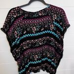 belle du jour  Boho Black and Pink Patterned Boho Top Size Large Photo 6