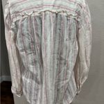 Rebecca Taylor Striped V-Neck Blouse - White and Pink Photo 3