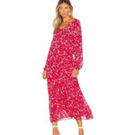 Free People  Wallflower Midi Dress Raspberry Pink Floral Tiered Size Small NWT Photo 3